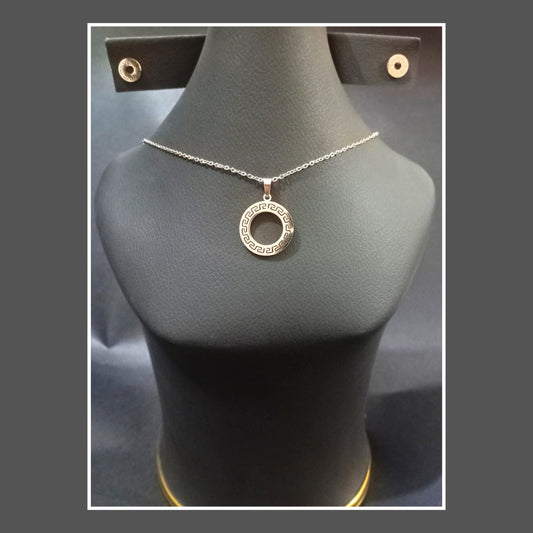 Silver Color Circle Pendant Set