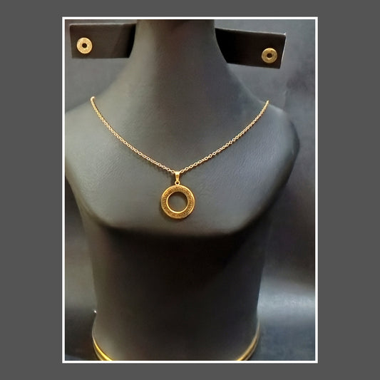 Golden Color Circle Pendant Set